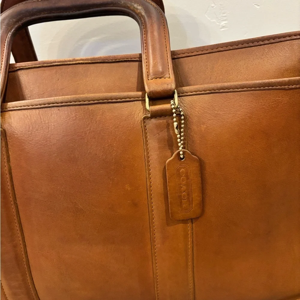 Vtg Coach Leather Embassy Briefcase Purse Handbag British Tan Brown Made in USA